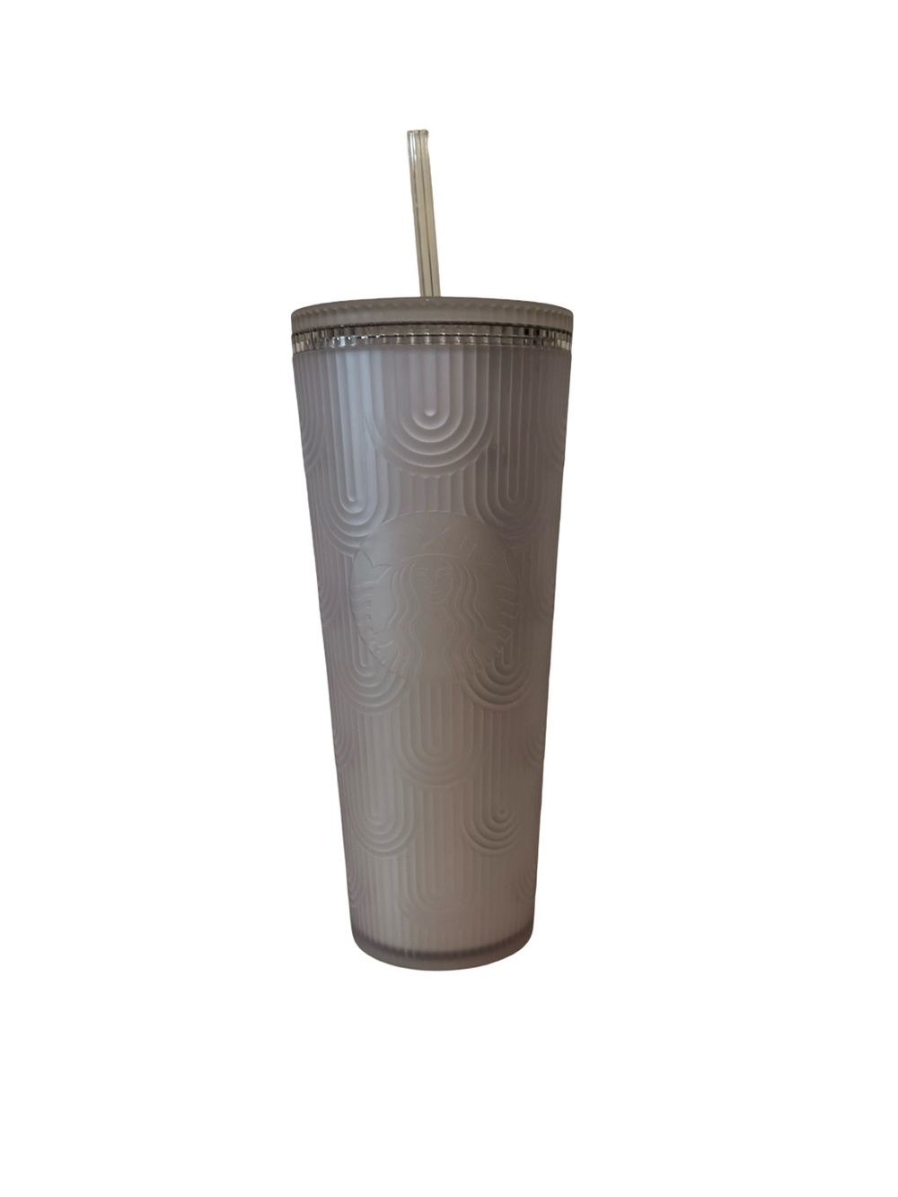 Brand New Starbucks Matte Grey/White Reusable Tumbler with Straw